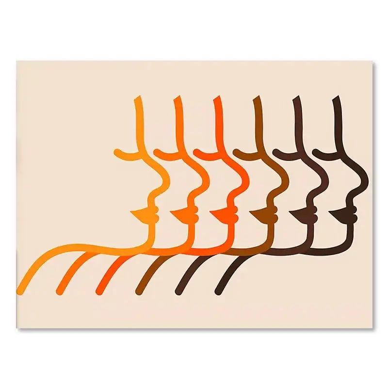 Retro boho sunset art prints peach & orange living room decor