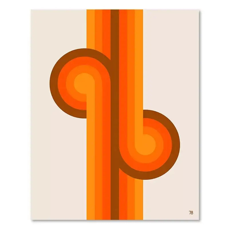 Retro orange & brown sunset art prints living room wall decor