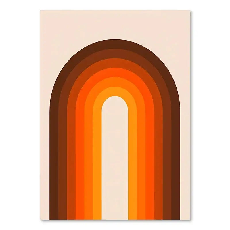 Retro boho orange & pink rainbow stripes art prints bedroom decor
