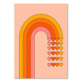 Retro boho orange & pink rainbow stripes art prints bedroom decor