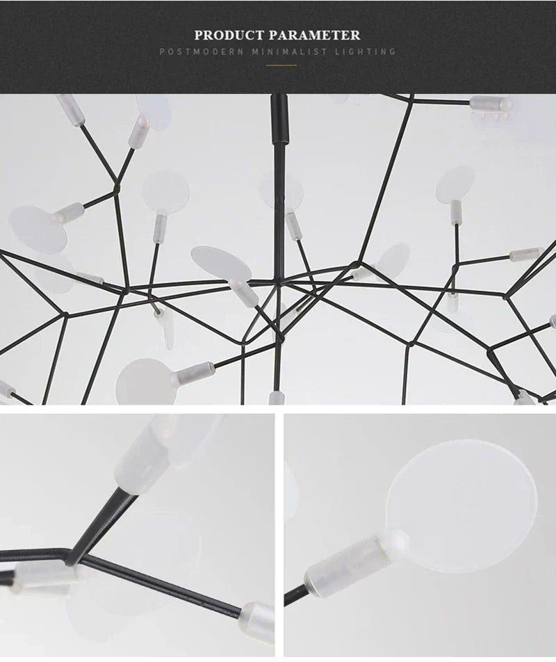 Modern rose gold & black branch design chandelier – living room light
