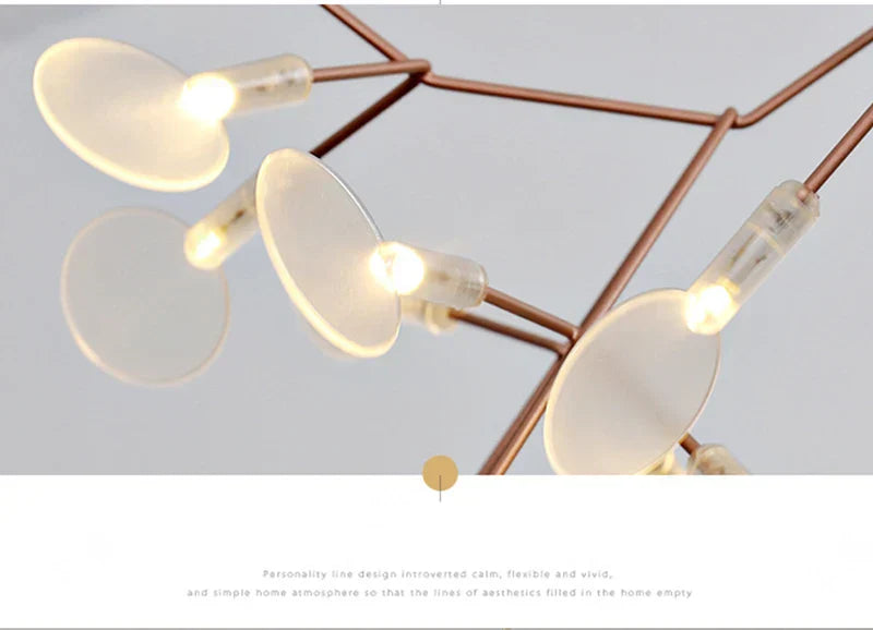 Modern rose gold & black branch design chandelier – living room light