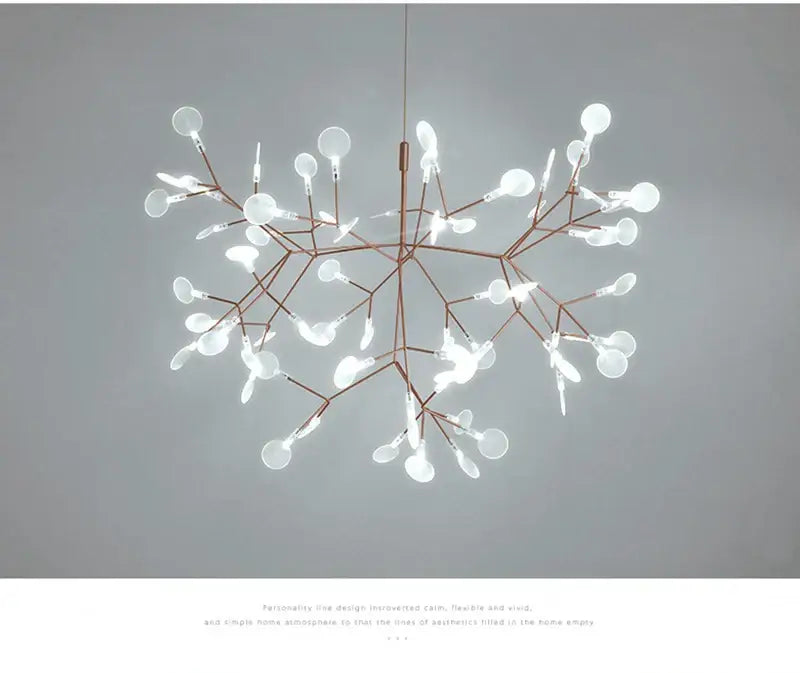 Modern rose gold & black branch design chandelier – living room light