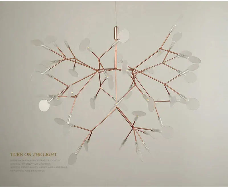 Modern rose gold & black branch design chandelier – living room light