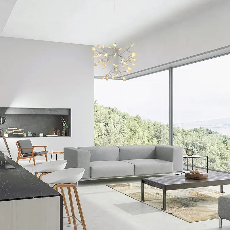 Modern rose gold & black branch design chandelier – living room light