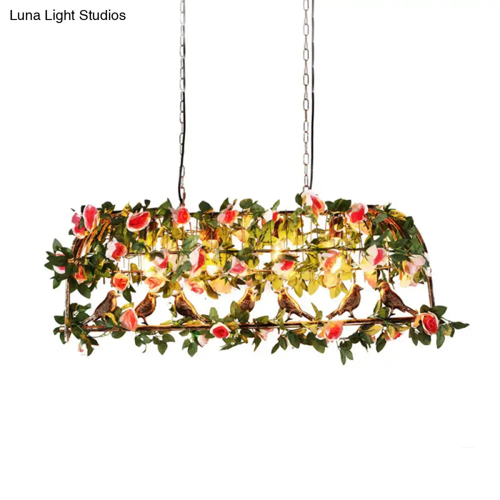 Floral brass birdcage light fixture dining room e26 e27 pendant