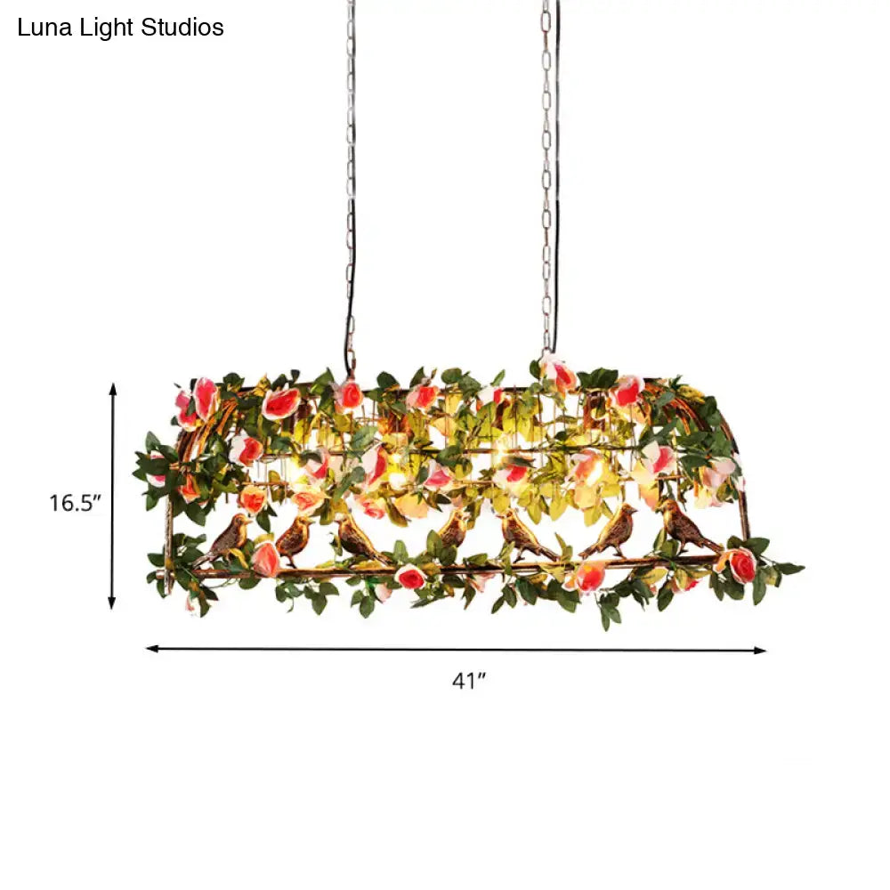 Floral brass birdcage light fixture dining room e26 e27 pendant