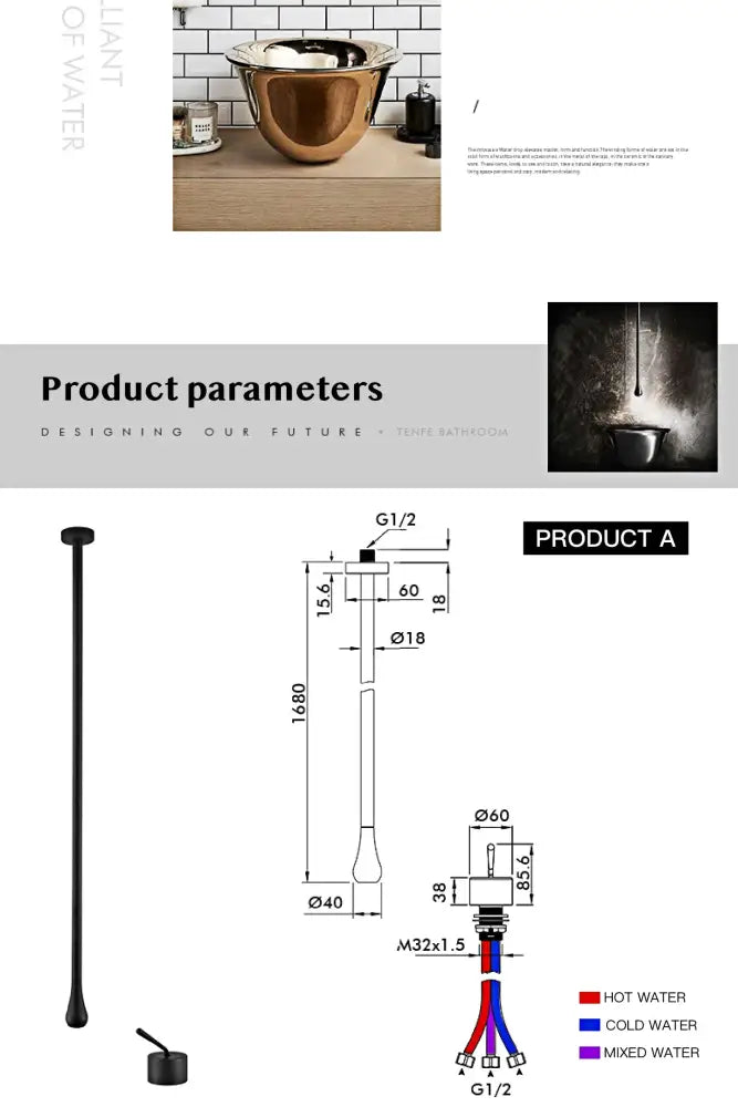 Modern brass black single handle faucet bathroom pendant light