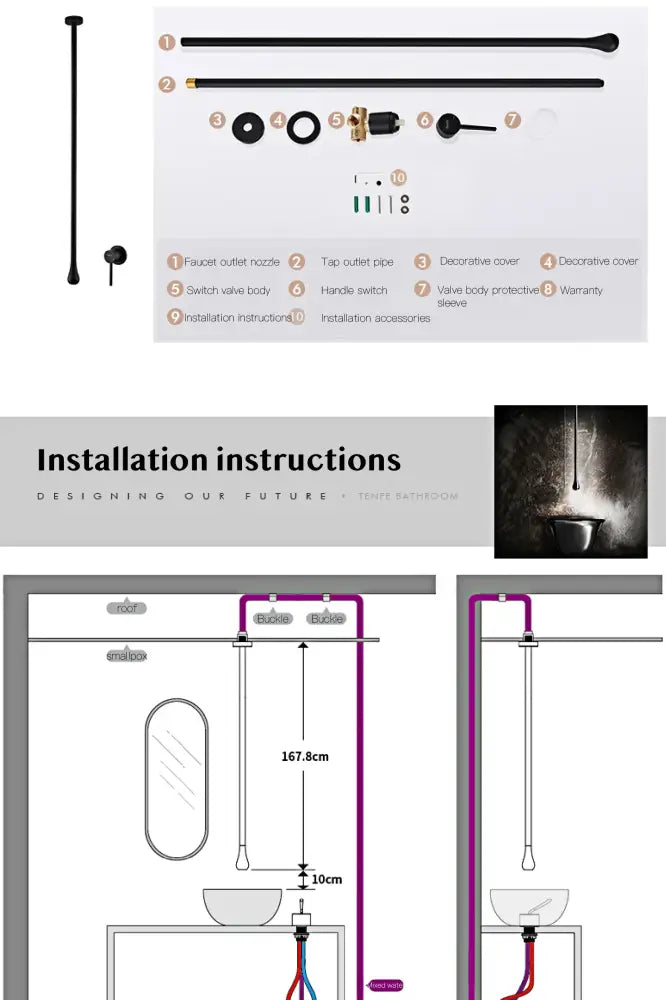 Modern brass black single handle faucet bathroom pendant light