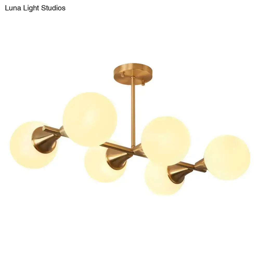 Modern brass finish linear island pendant kitchen glass ball light