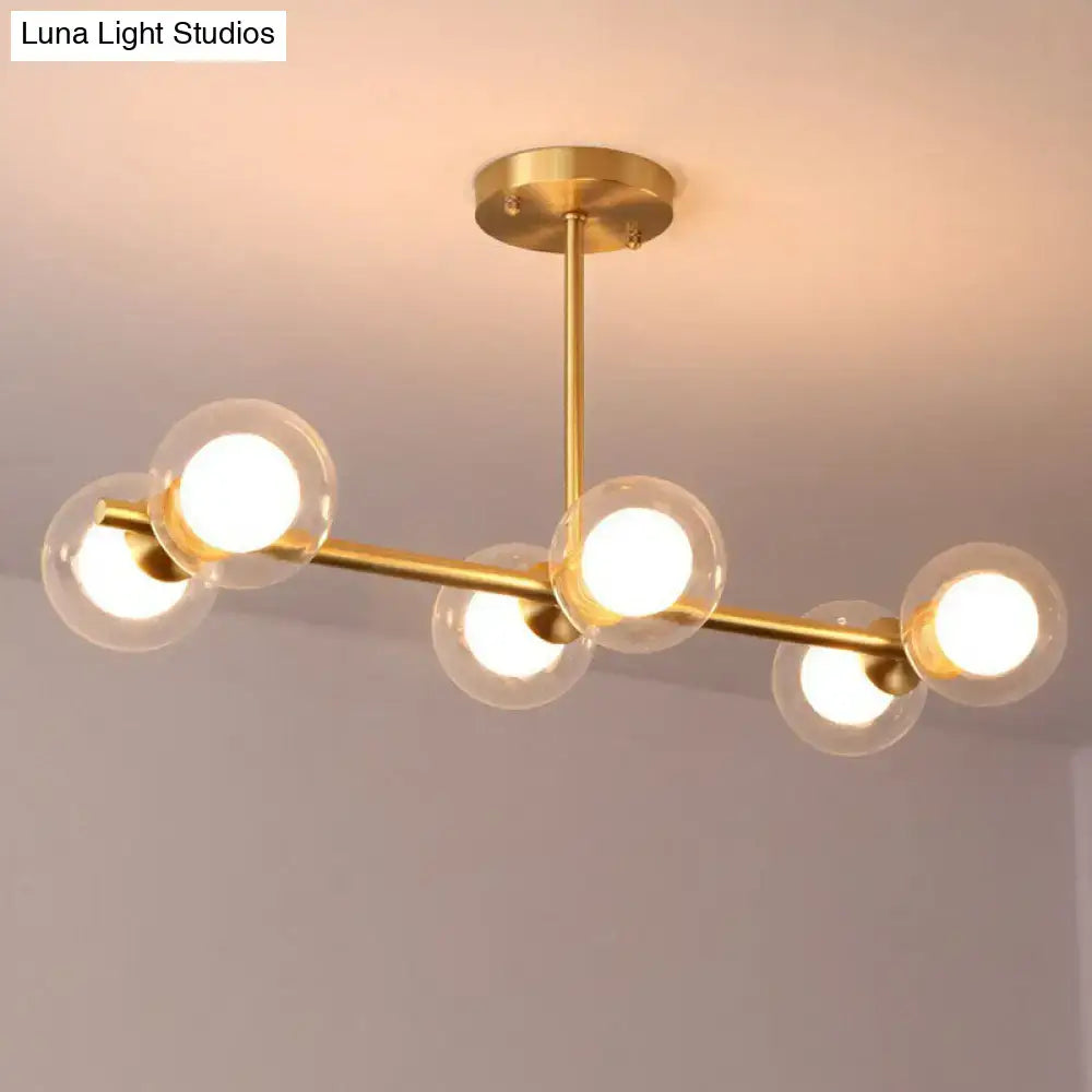 Modern brass finish linear island pendant kitchen glass ball light
