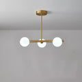 Modern brass three light globe pendant – glass dining room ceiling light