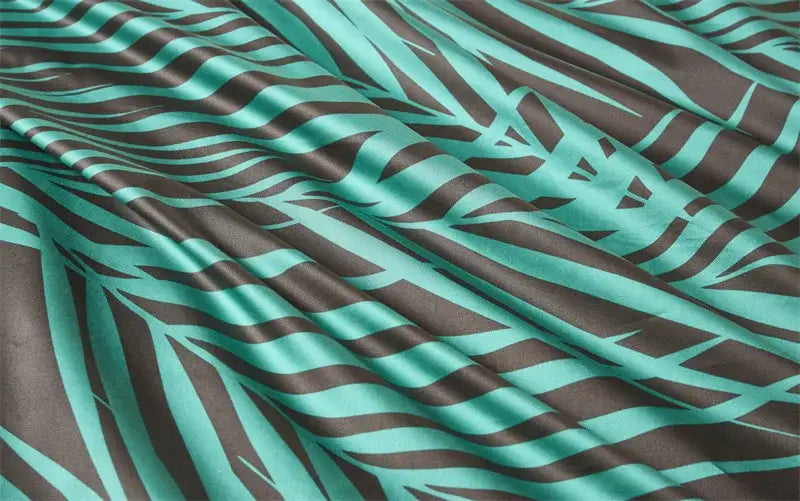 Teal & brown tropical egyptian cotton duvet cover bedroom set