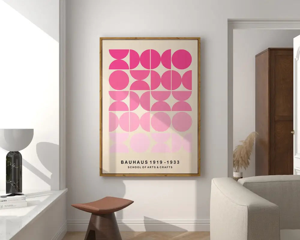 Mid century bauhaus navy & coral geometric canvas art living room