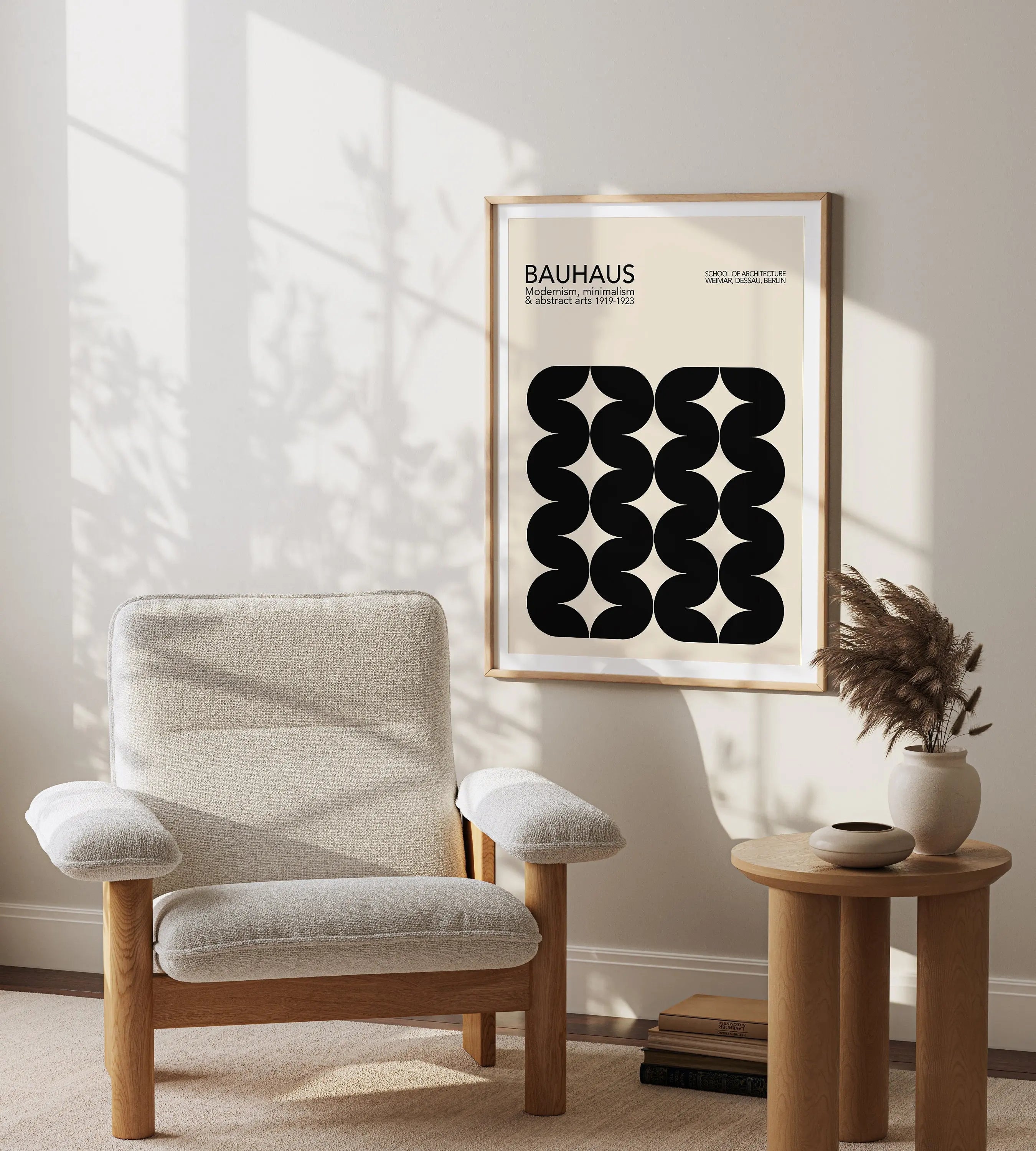 Bauhaus black & orange bright geometric canvas – living room wall art