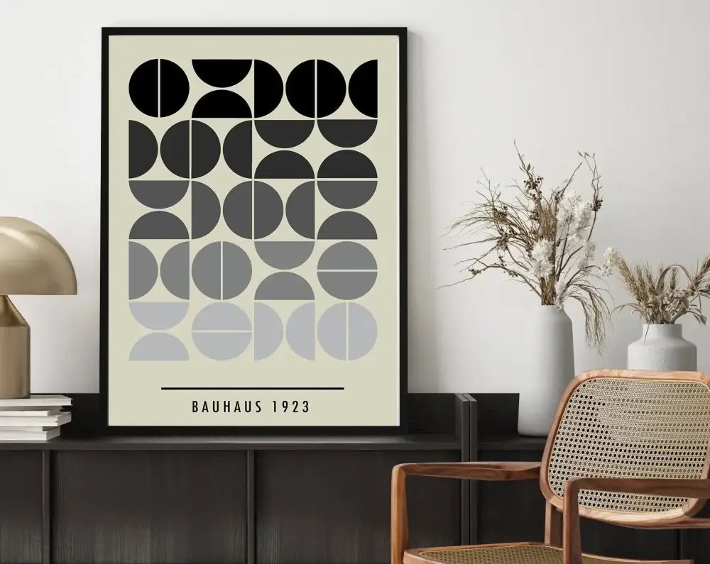 Bauhaus red & blue geometric eye canvas print living room wall art