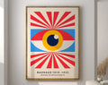 Bauhaus red & blue geometric eye canvas print living room wall art