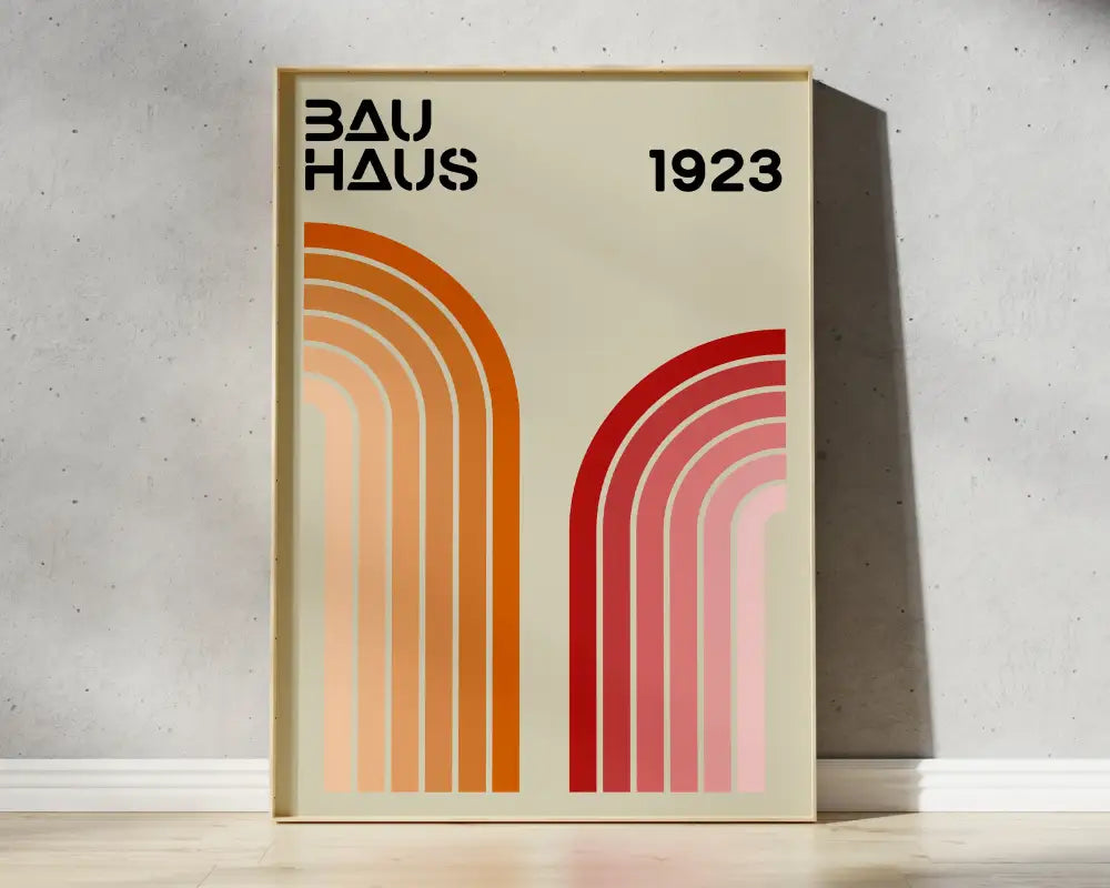 Bauhaus black & orange bright geometric canvas – living room wall art