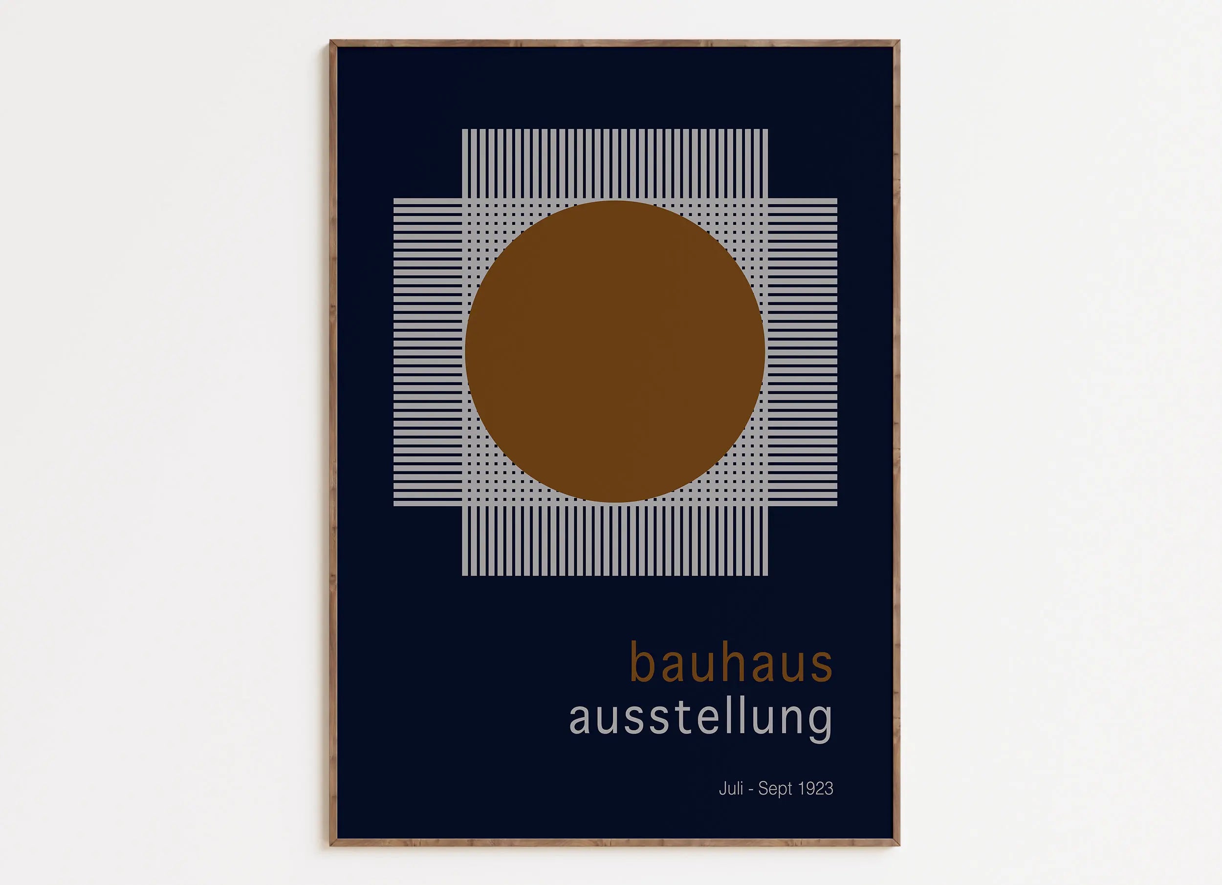 Bauhaus blue and orange geometric wall art living room framed print