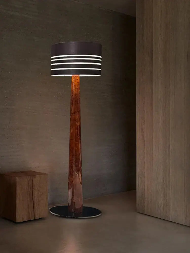 Decorbites brown leather wooden floor lamp for living room