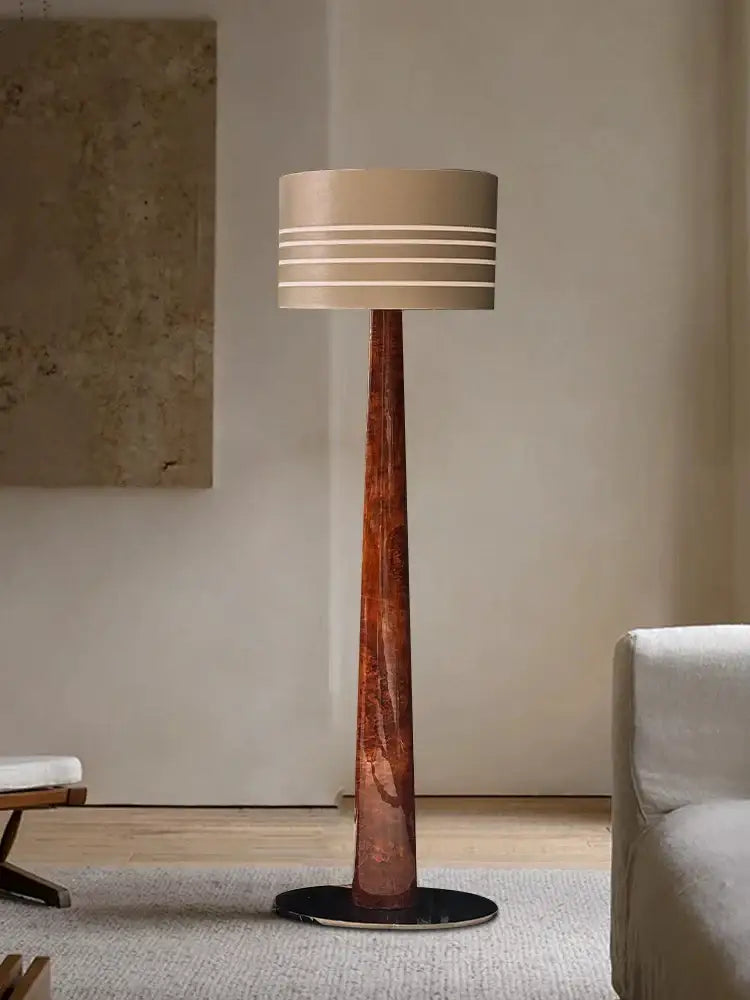 Decorbites brown leather wooden floor lamp for living room
