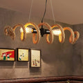 Rustic brown rope wrapped helix island pendant dining room light