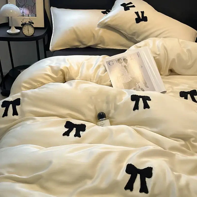 Decorbites butterfly embroidered black & white pi pillow bedroom decor