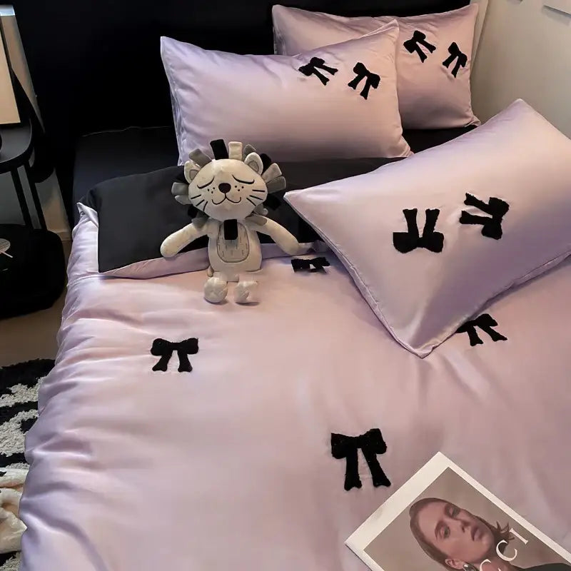 Decorbites butterfly embroidered black & white pi pillow bedroom decor