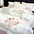 Decorbites butterfly embroidery white & pink bedding set bedroom luxury
