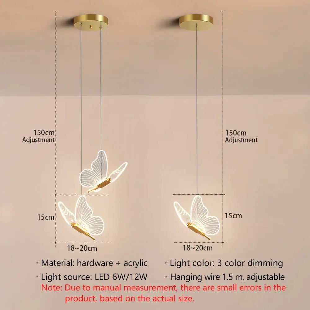 Decorbites butterfly led pendant light for living room and bedroom