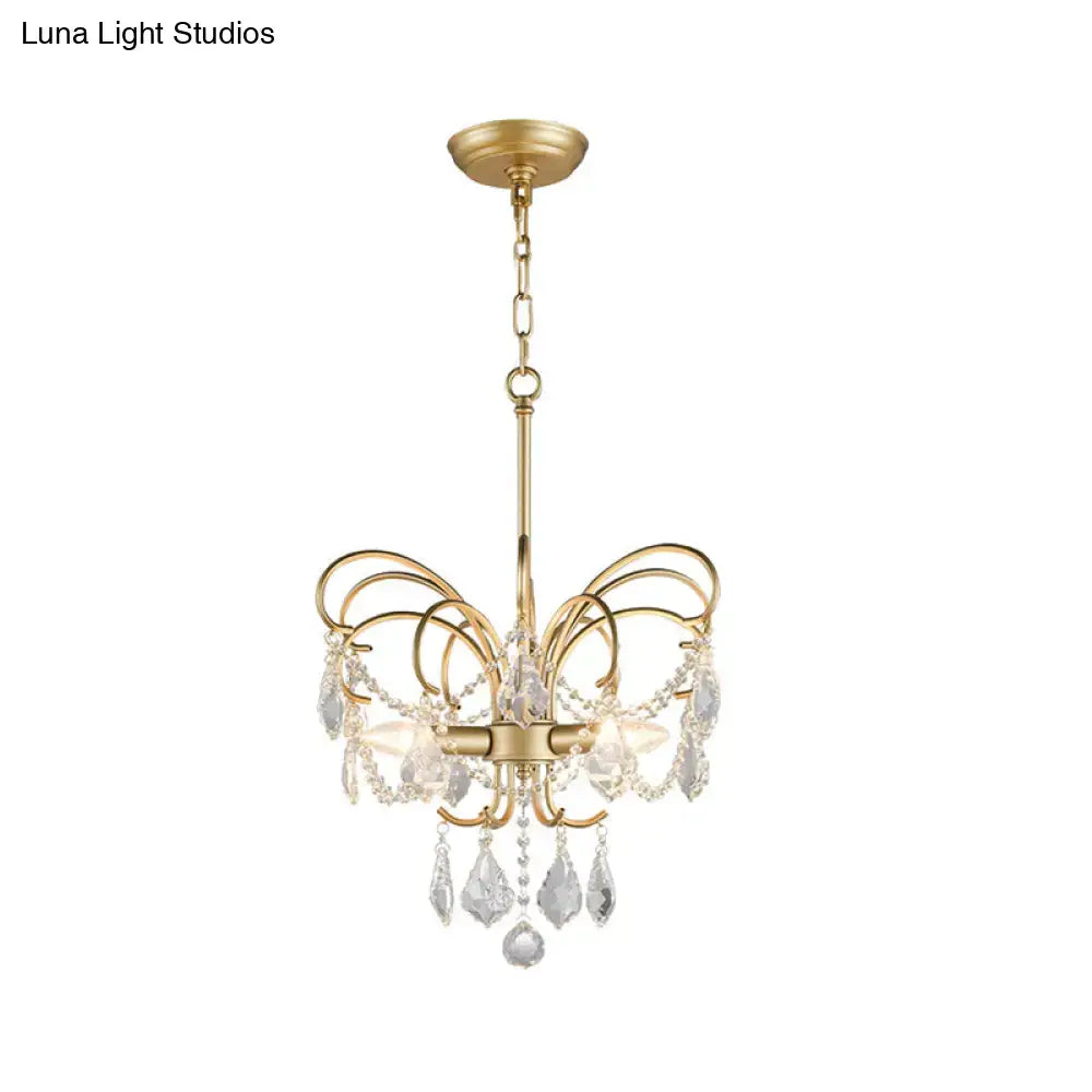 Decorbites butterfly shaped gold chandelier with living room crystals