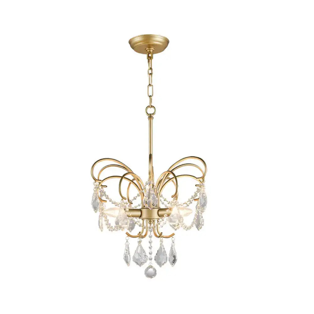 Decorbites butterfly shaped gold chandelier with living room crystals