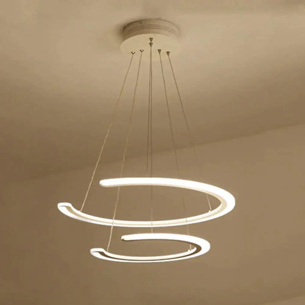 Modern white acrylic led ring dining room chandelier pendant light