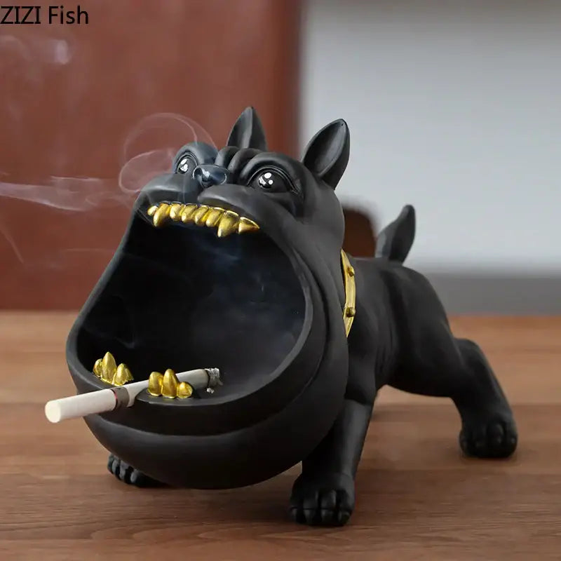 Decorbites cartoon dog ashtray black & gold living room resin decor