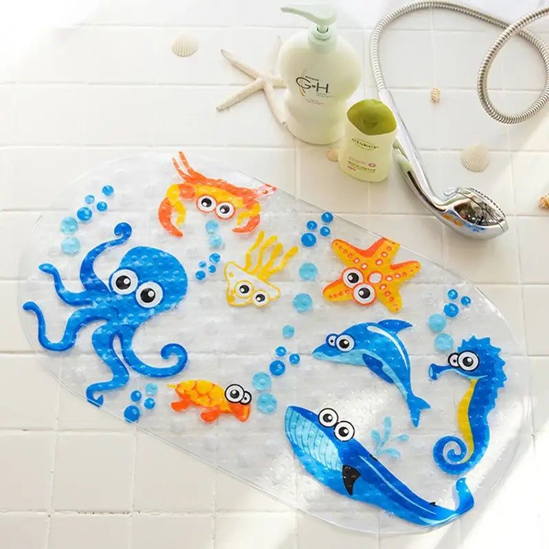 DecorBites™ Cartoon Non-Slip Bathroom Mat with Suction Cup for Child Bathtub Eco-Friendly