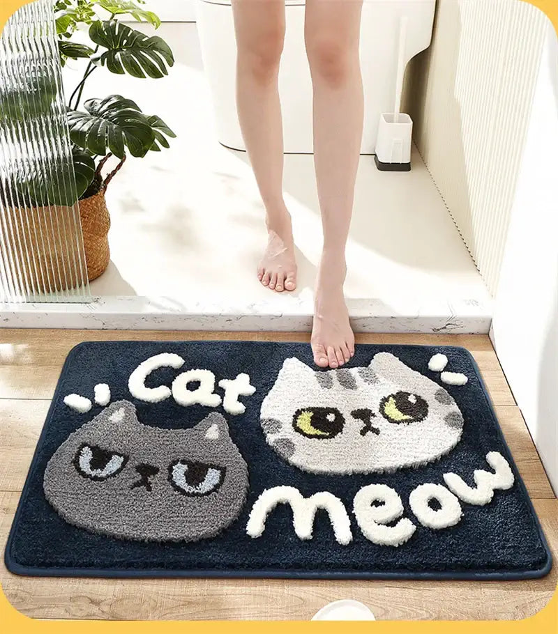 DecorBites™ Cartoon Puppy Flocked Bathroom Rug Thicken Super Absorbent Water Bath Rugs