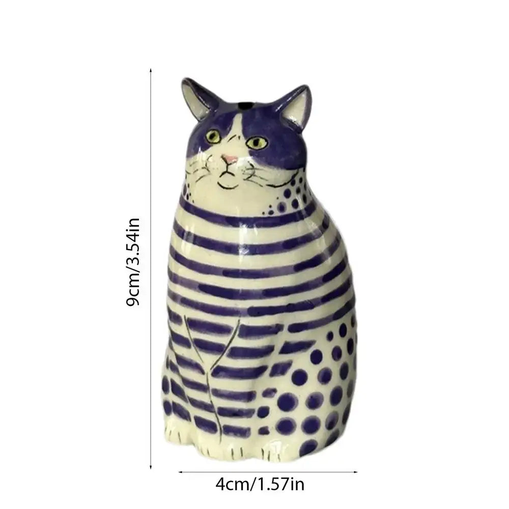 Colorful polka dot cat vase living room ceramic decor