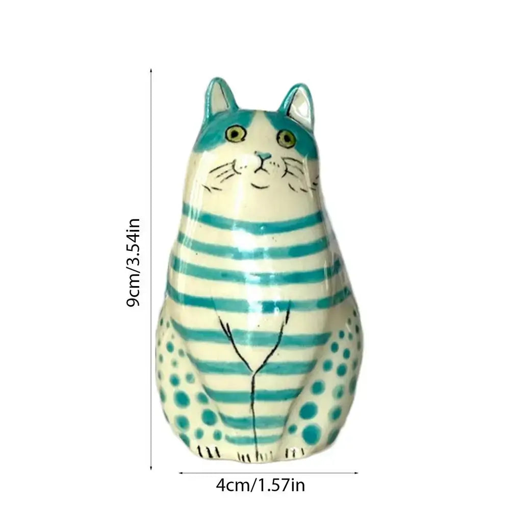 Colorful polka dot cat vase living room ceramic decor