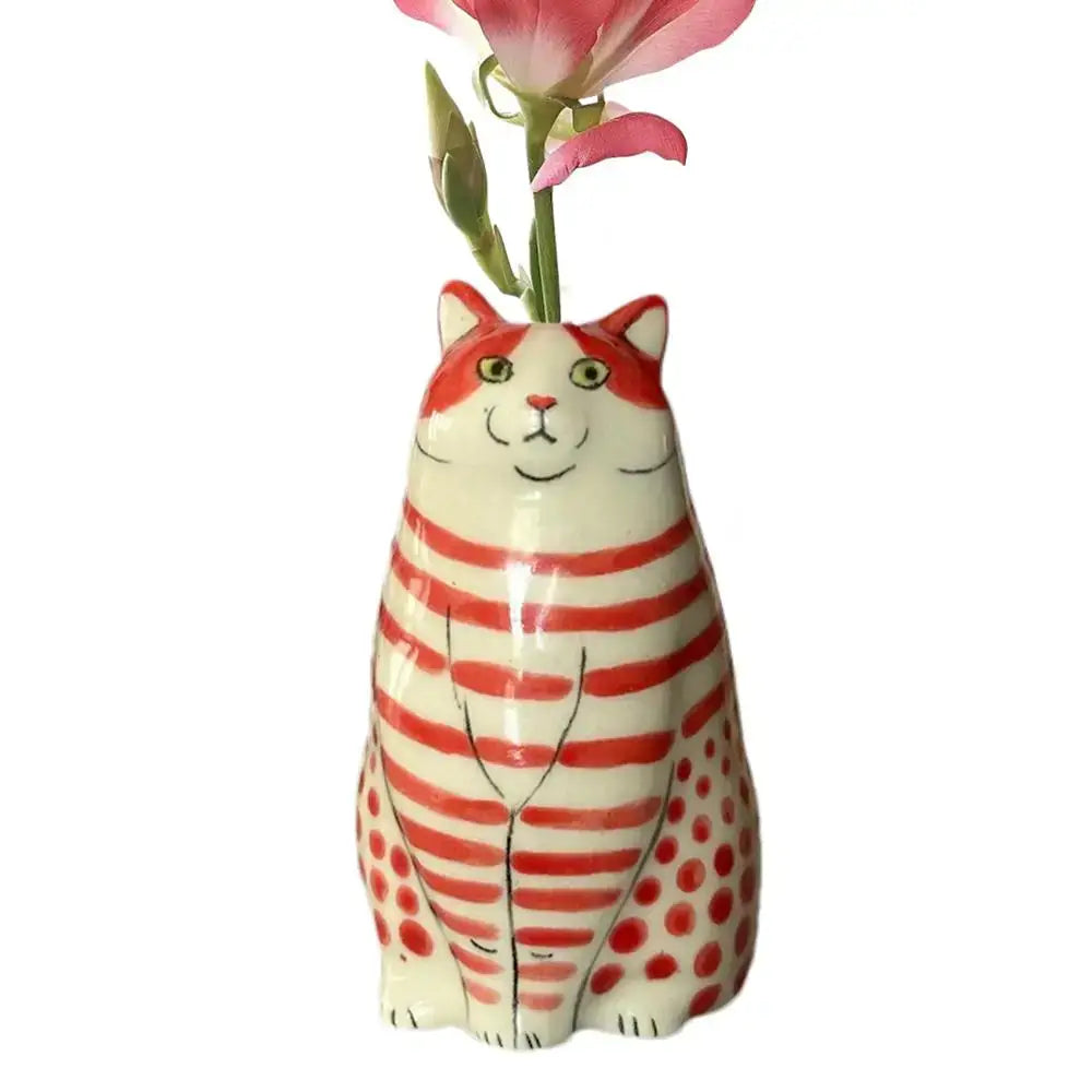 Colorful polka dot cat vase living room ceramic decor