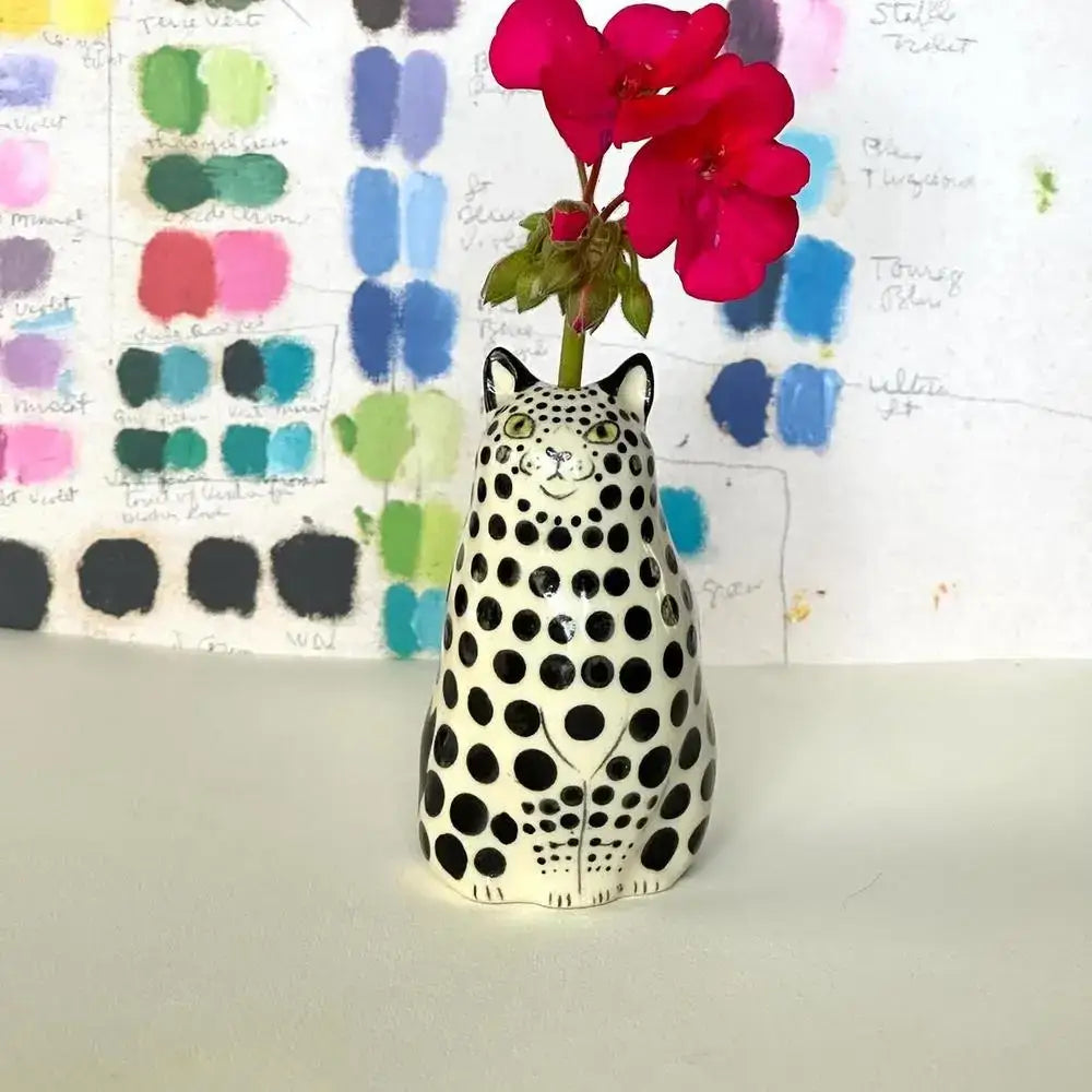 Colorful polka dot cat vase living room ceramic decor