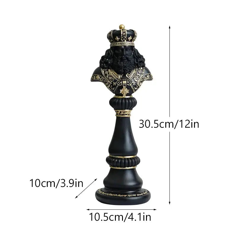 Regal black & gold resin chess figurines living room decor