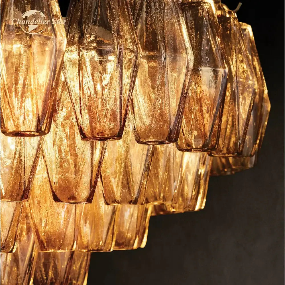Modern amber chiara glass square led chandelier dining room pendant