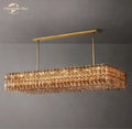 Amber glass and gold linear chandelier dining room light