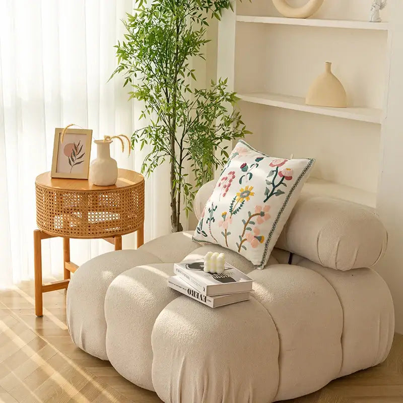 Chic floral geometric cushion cover living room embroidered pillow