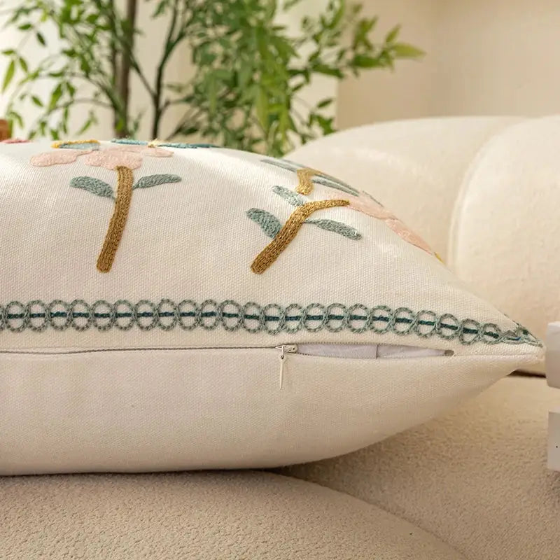 Chic floral geometric cushion cover living room embroidered pillow