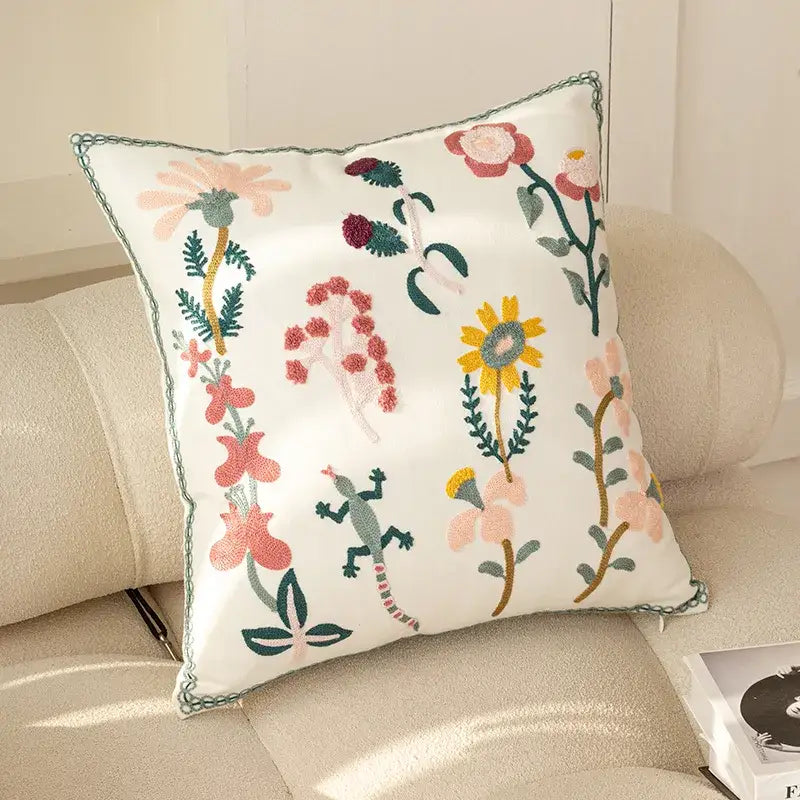 Chic floral geometric cushion cover living room embroidered pillow