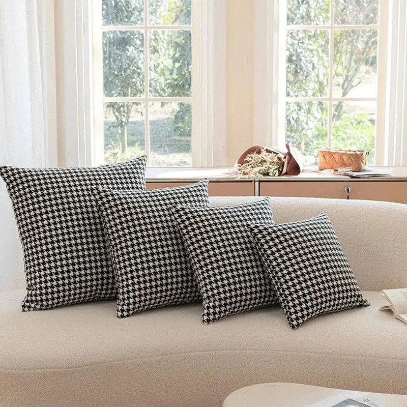 Chic black & white houndstooth pillow cover living room cushion cover