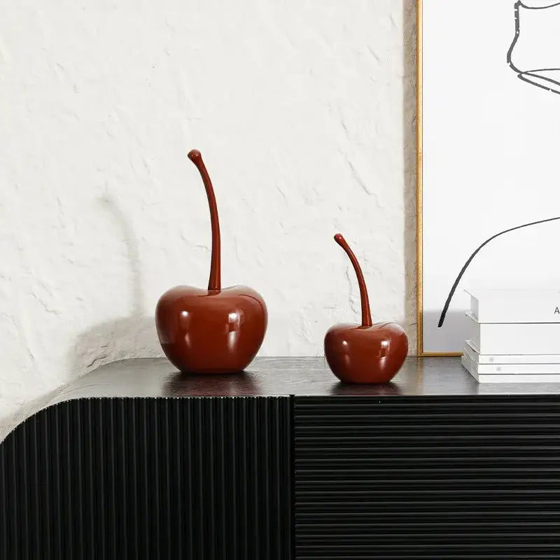 Chic red cherries resin ornaments dining room table decor