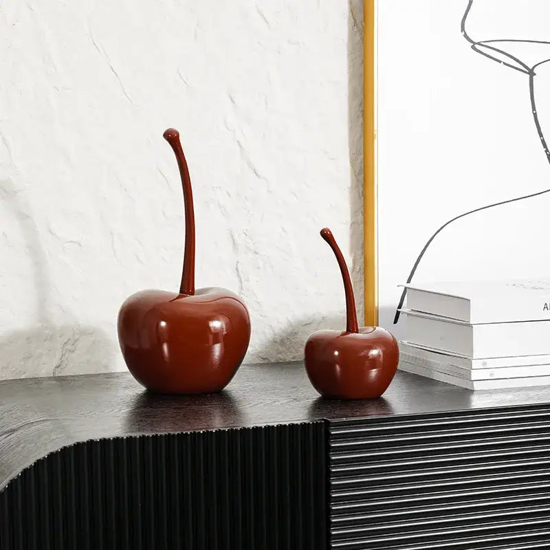 Chic red cherries resin ornaments dining room table decor