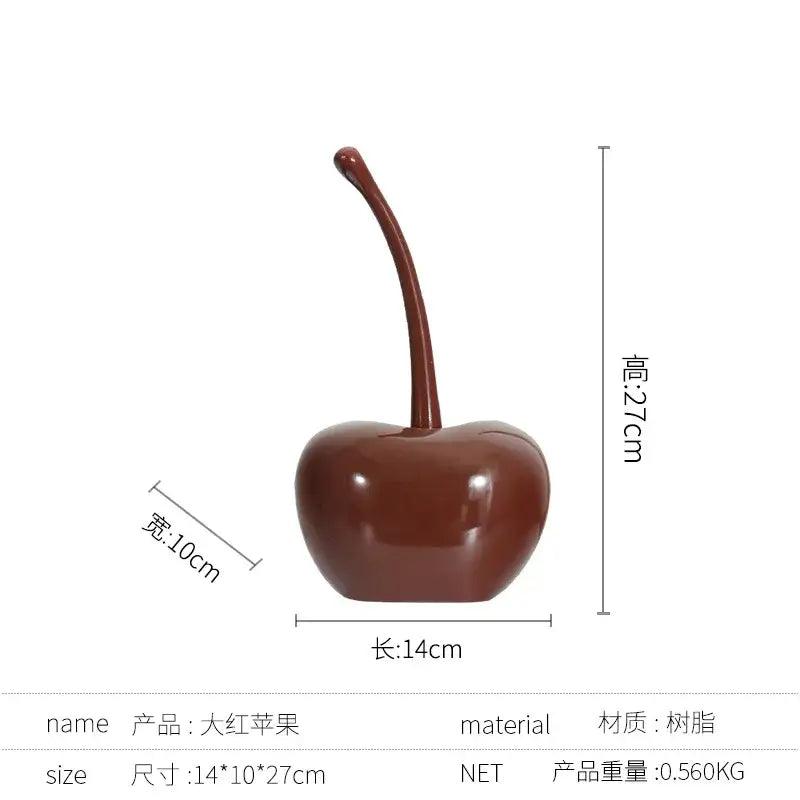 Chic red cherries resin ornaments dining room table decor